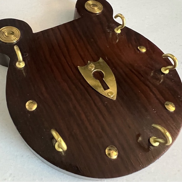 Wood & Brass Color Key Hanger Hook Storage Home Decor - Picture 5 of 7